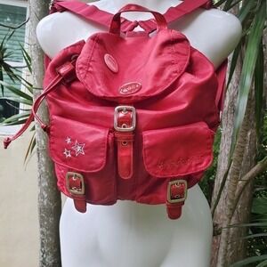 American Girl Red Nylon‎ Drawstring Backpack Star Embroidery